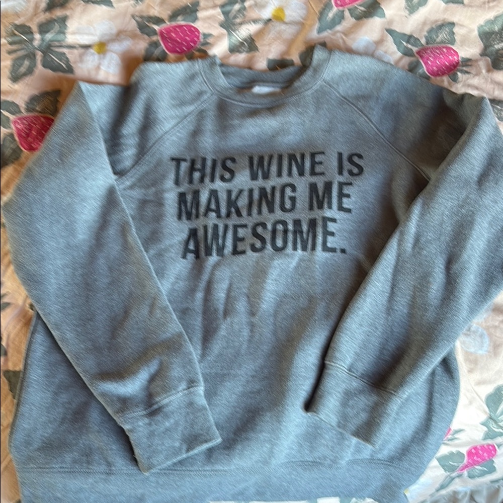 Brunette The Label Gray Crewneck Sweater with Bold Text
